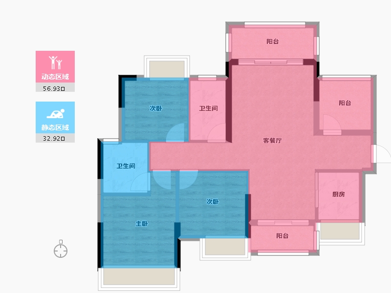 广东省-惠州市-钱隆华府-83.00-户型库-动静分区