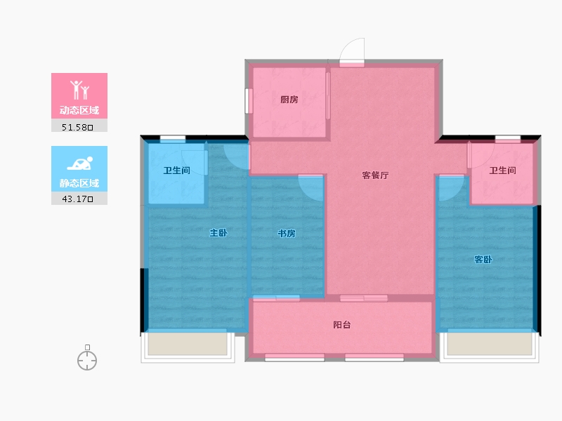 浙江省-杭州市-滨江御滨府-85.95-户型库-动静分区