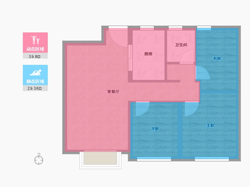 天津-天津市-绿城·天津诚园-61.95-户型库-动静分区