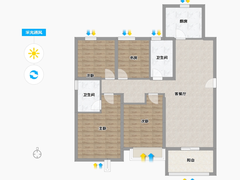 天津-天津市-复地·壹号湾-110.40-户型库-采光通风