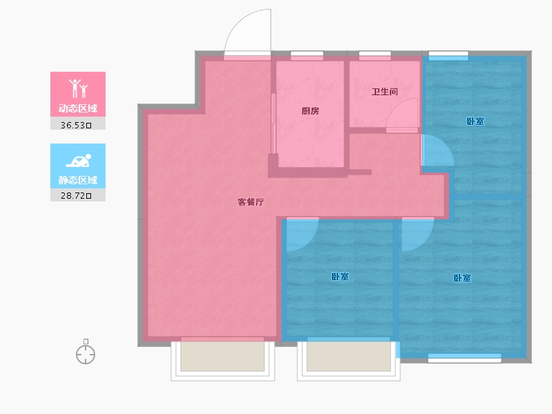 天津-天津市-绿城·天津诚园-58.32-户型库-动静分区