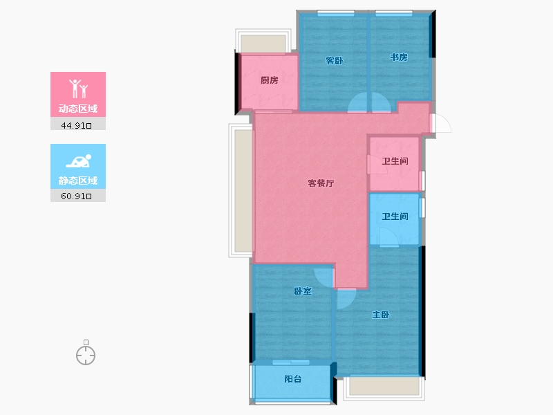 浙江省-杭州市-滨江御滨府-96.55-户型库-动静分区