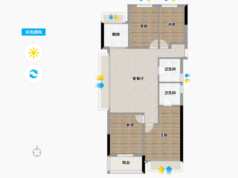 浙江省-杭州市-滨江御滨府-96.55-户型库-采光通风