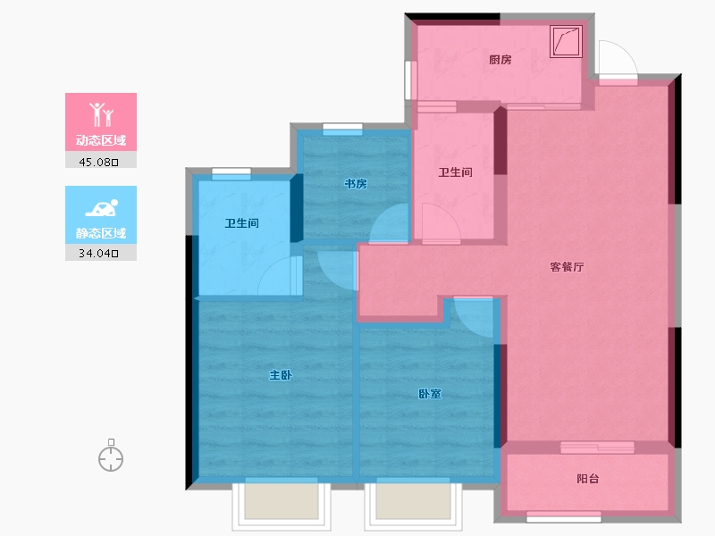 浙江省-杭州市-禹洲宋都望林府-69.60-户型库-动静分区