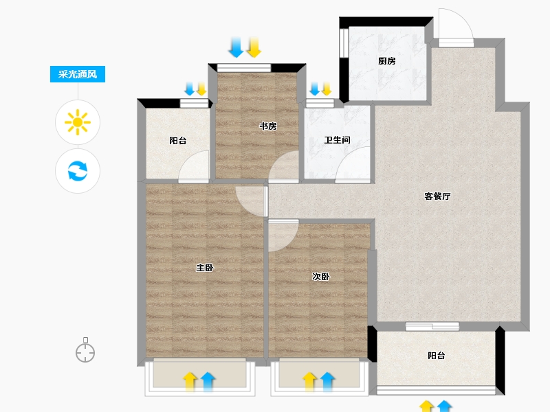 浙江省-杭州市-滨江御滨府-83.75-户型库-采光通风