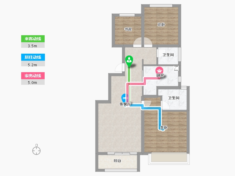 浙江省-杭州市-融创金成璞樾大观-76.00-户型库-动静线