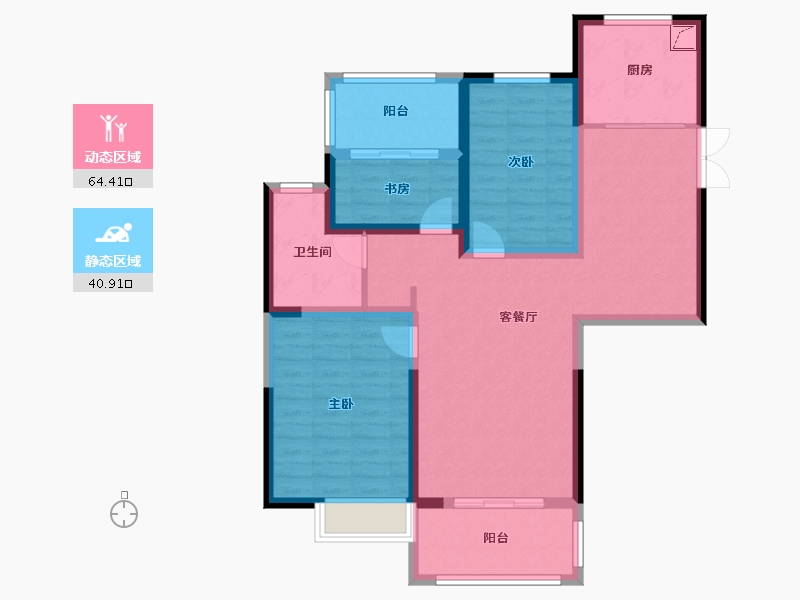 江苏省-南京市-北外滩水城·滨江雅园-93.61-户型库-动静分区