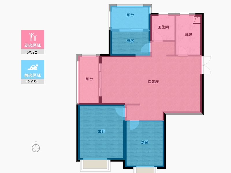 江苏省-南京市-北外滩水城·滨江雅园-92.00-户型库-动静分区