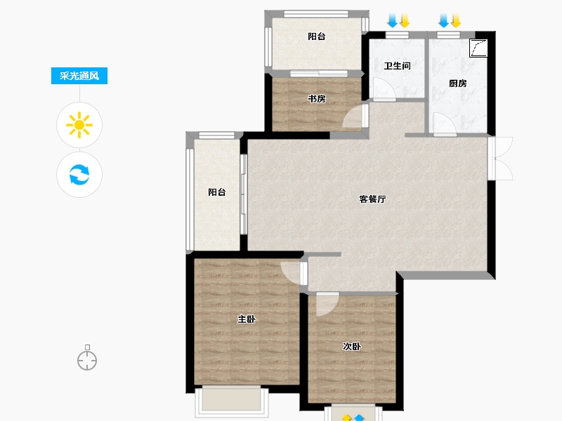 江苏省-南京市-北外滩水城·滨江雅园-92.00-户型库-采光通风