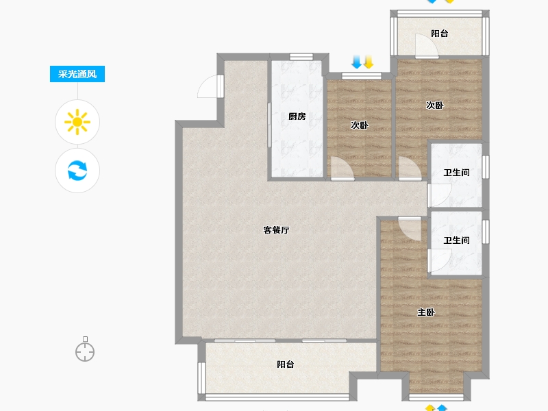 安徽省-合肥市-高速时代御府-108.21-户型库-采光通风