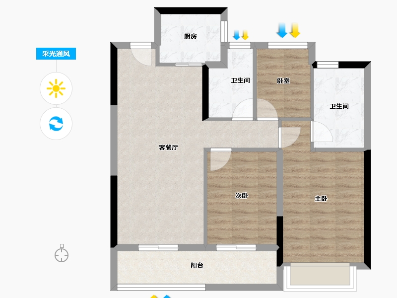 浙江省-杭州市-湖畔澄庐-76.97-户型库-采光通风