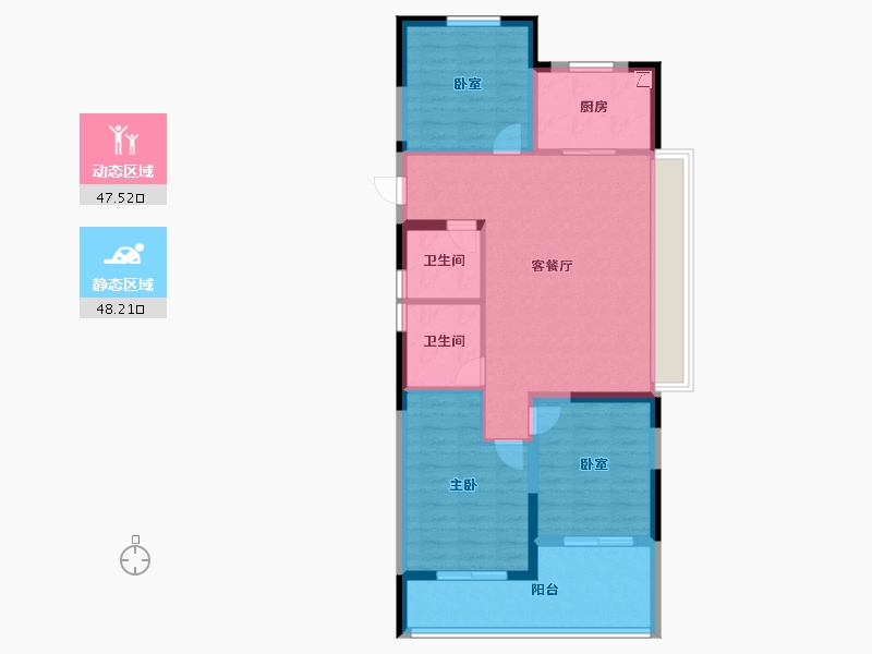 浙江省-杭州市-融创杭望云潮城-86.00-户型库-动静分区