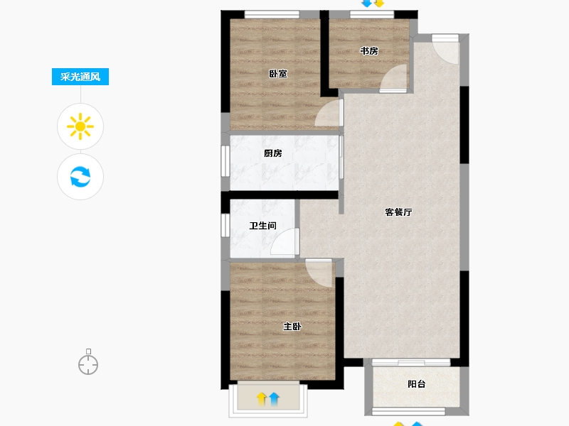 天津-天津市-中梁·津门首府-69.57-户型库-采光通风