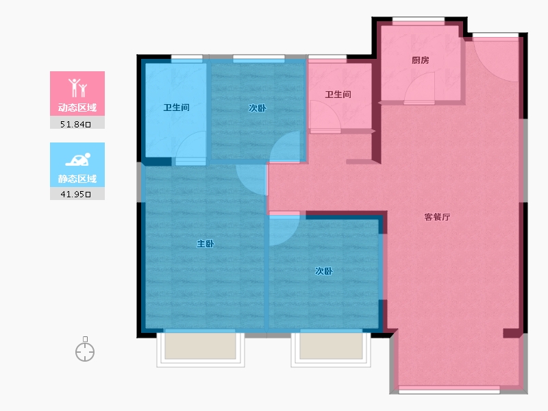 天津-天津市-天津·中梁公馆-84.80-户型库-动静分区