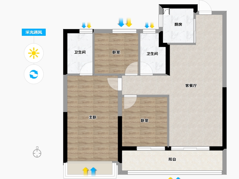 浙江省-杭州市-万科湖印光年府-81.47-户型库-采光通风