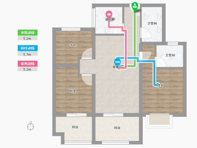 浙江省-杭州市-春江山居-71.58-户型库-动静线