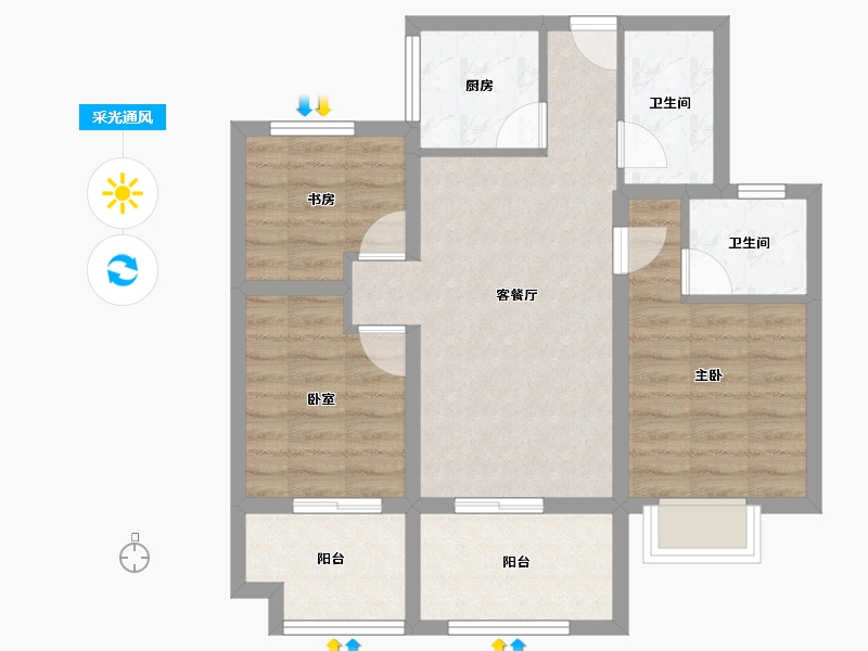 浙江省-杭州市-春江山居-71.58-户型库-采光通风