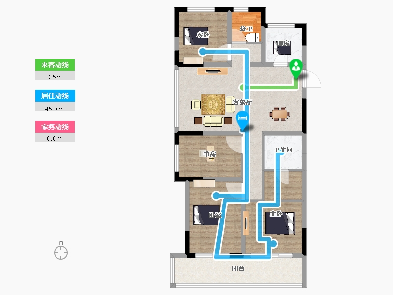 浙江省-杭州市-杭州融创城-98.40-户型库-动静线