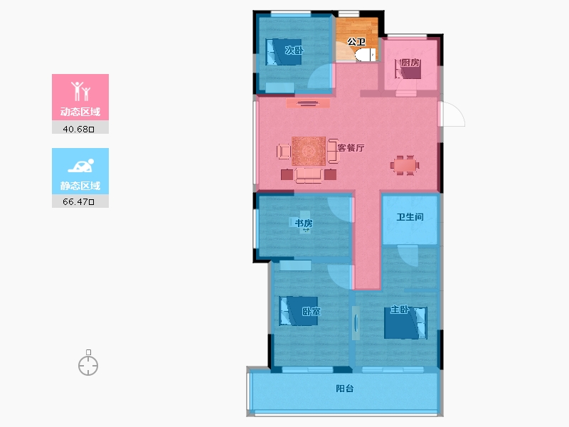 浙江省-杭州市-杭州融创城-98.40-户型库-动静分区