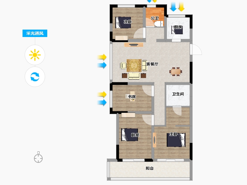 浙江省-杭州市-杭州融创城-98.40-户型库-采光通风