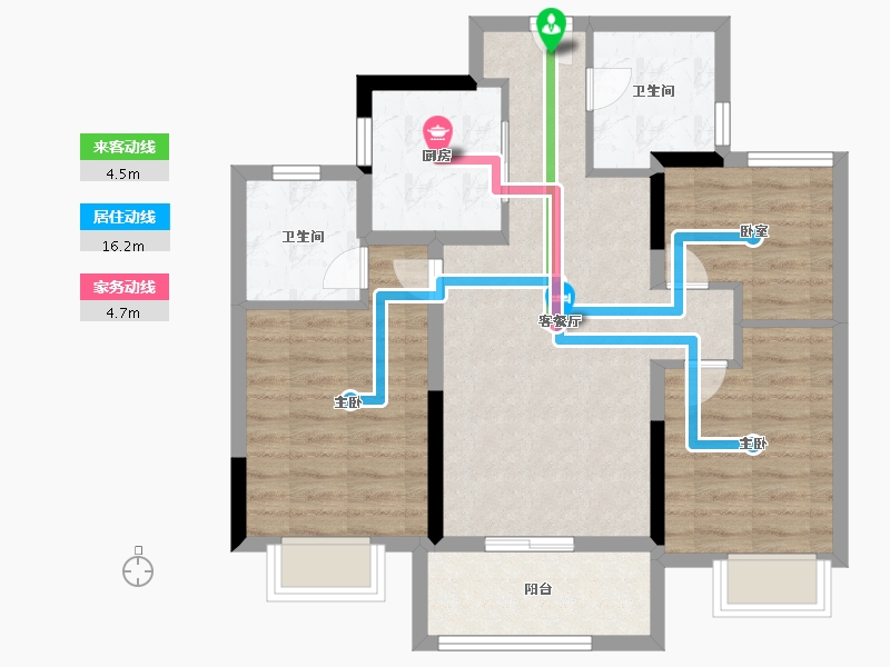 浙江省-杭州市-香港置地上河公元-74.40-户型库-动静线