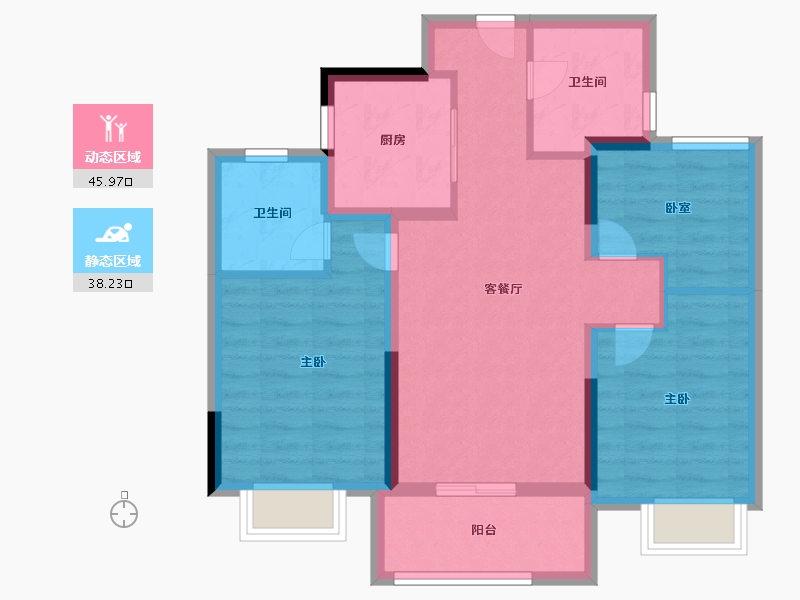 浙江省-杭州市-香港置地上河公元-74.40-户型库-动静分区