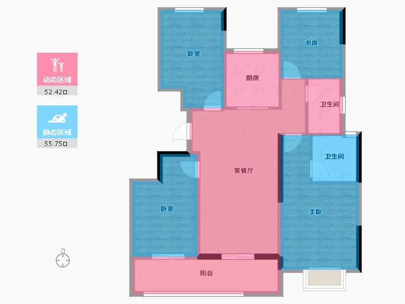 浙江省-杭州市-滨江望品-96.55-户型库-动静分区