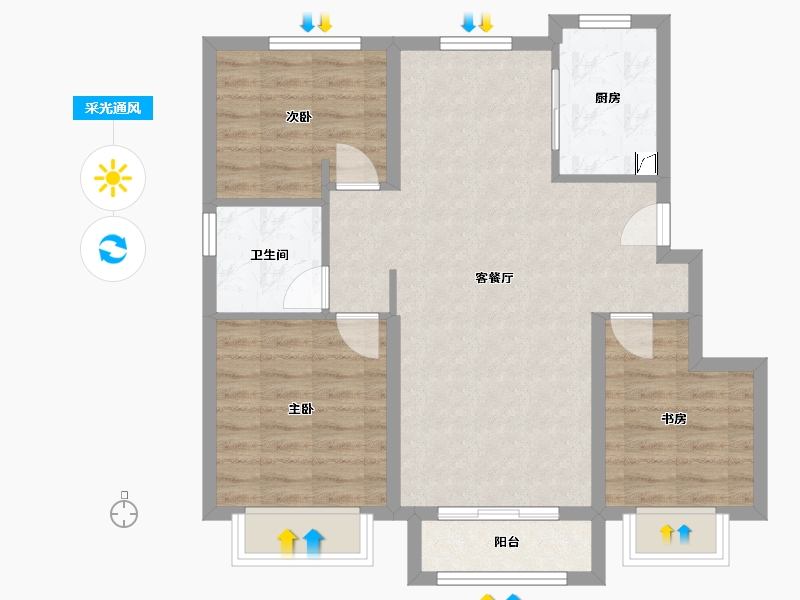 天津-天津市-​复地·林与里-75.41-户型库-采光通风