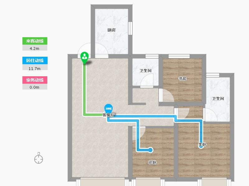 天津-天津市-天津滨海吾悦广场-66.39-户型库-动静线