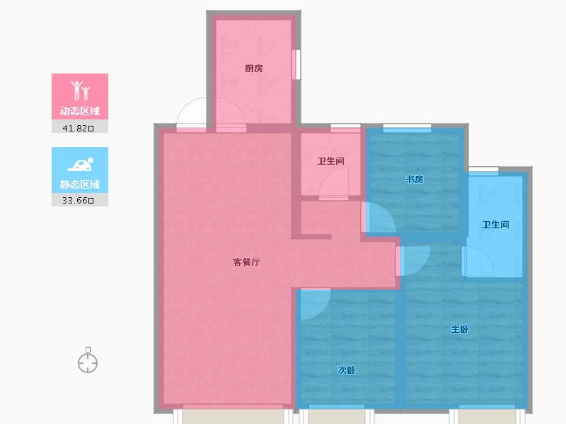 天津-天津市-天津滨海吾悦广场-66.39-户型库-动静分区