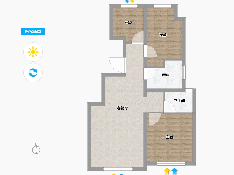 天津-天津市-绿城·天津诚园-68.09-户型库-采光通风