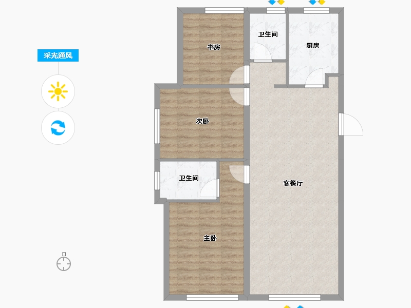 天津-天津市-绿城·天津诚园-86.15-户型库-采光通风