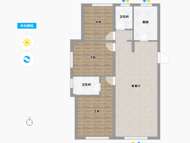 天津-天津市-绿城·天津诚园-83.86-户型库-采光通风