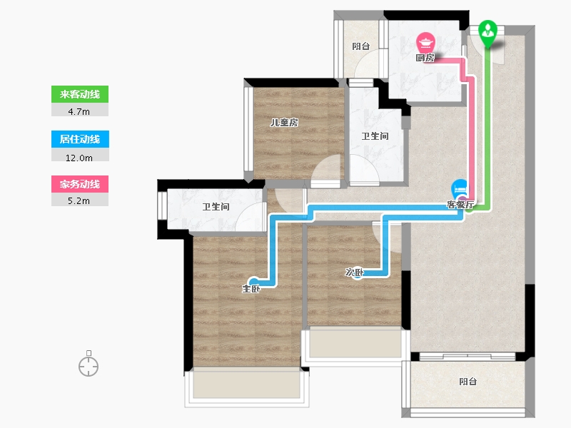 广东省-佛山市-龙光玖悦台-67.21-户型库-动静线