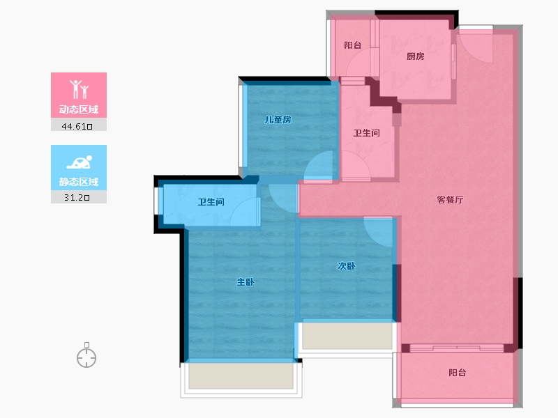 广东省-佛山市-龙光玖悦台-67.21-户型库-动静分区