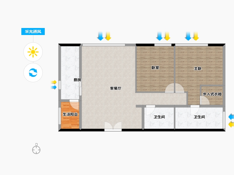 重庆-重庆市-重庆来福士住宅-137.00-户型库-采光通风