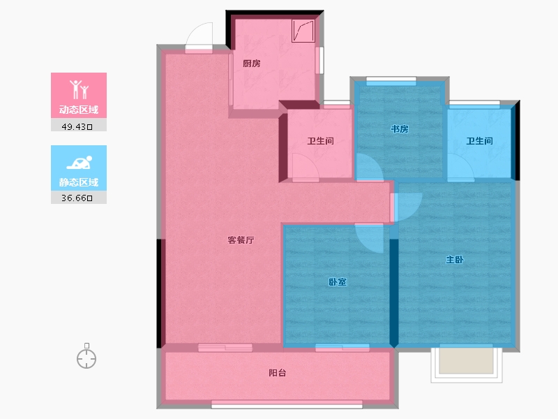 浙江省-杭州市-荣安春熙上和湾-76.58-户型库-动静分区