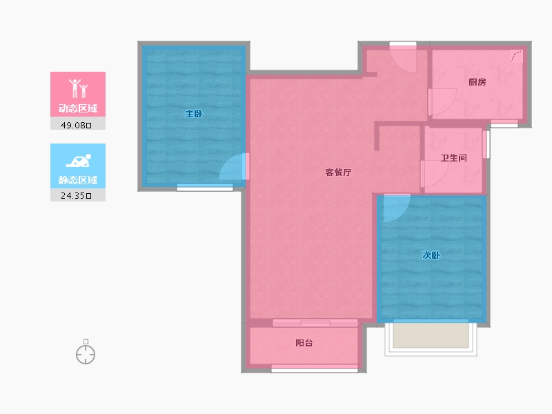 天津-天津市-​复地·林与里-65.60-户型库-动静分区