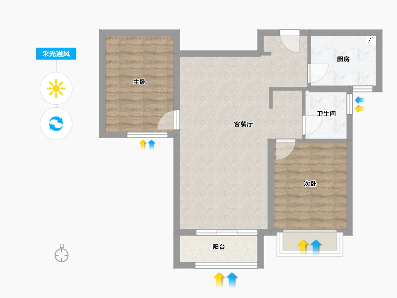 天津-天津市-​复地·林与里-65.60-户型库-采光通风