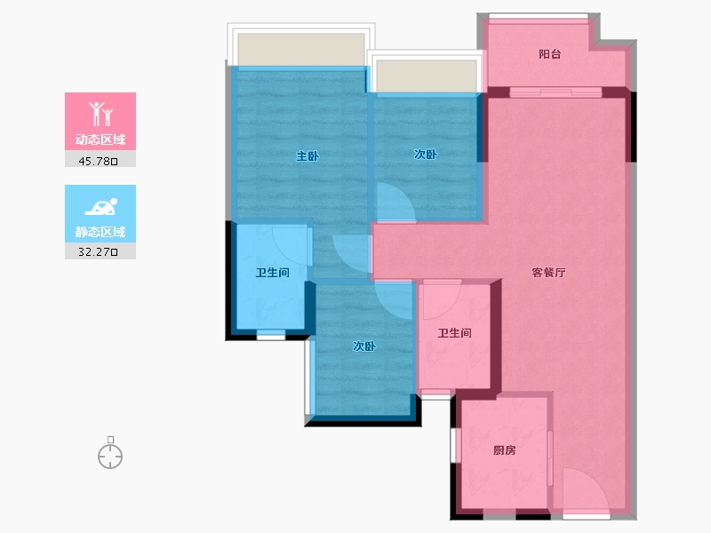 广东省-佛山市-映月湖保利天珺-69.60-户型库-动静分区