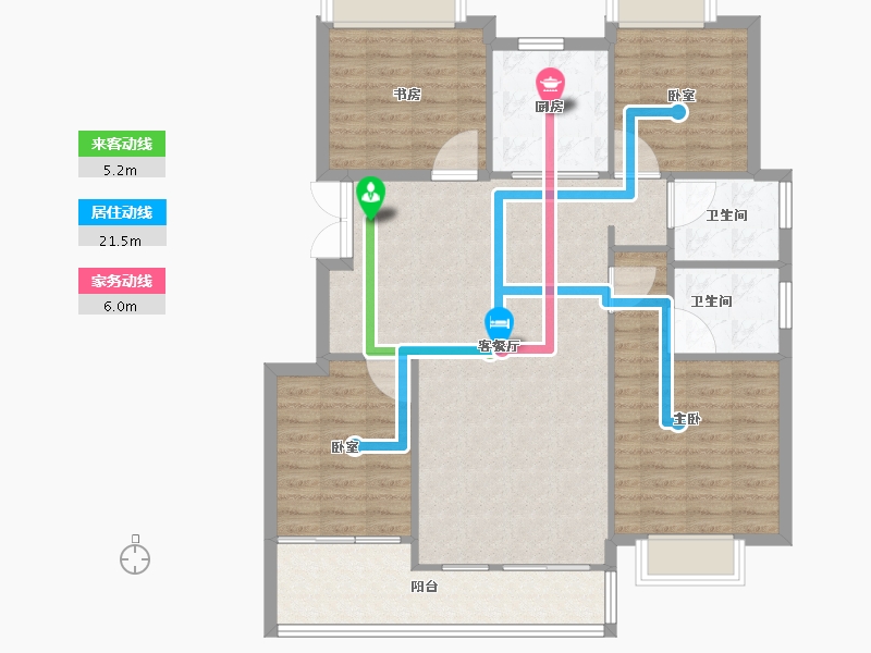 浙江省-杭州市-新湖金色池塘-108.80-户型库-动静线