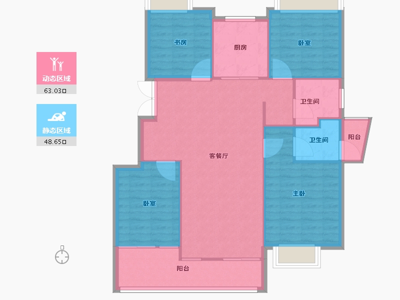 浙江省-杭州市-新湖金色池塘-102.40-户型库-动静分区