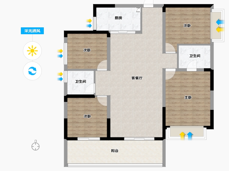 广西壮族自治区-南宁市-中海哈罗学府-118.45-户型库-采光通风