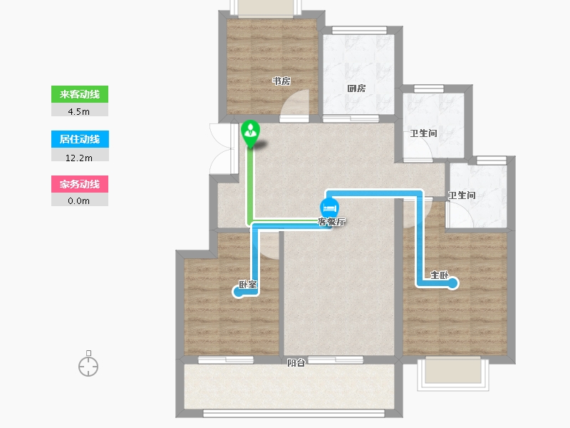 浙江省-杭州市-新湖金色池塘-86.40-户型库-动静线