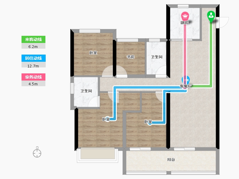 浙江省-杭州市-杭语清澄-88.95-户型库-动静线