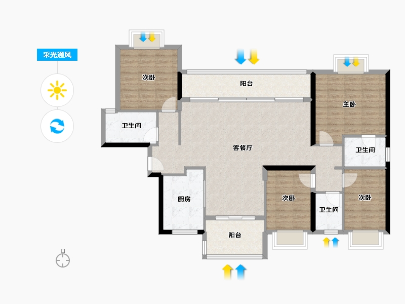 广东省-珠海市-华发广场(II期)横琴湾-124.48-户型库-采光通风