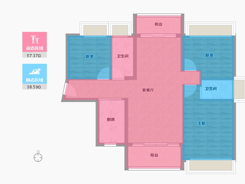 广东省-佛山市-谊泰豪苑-86.40-户型库-动静分区