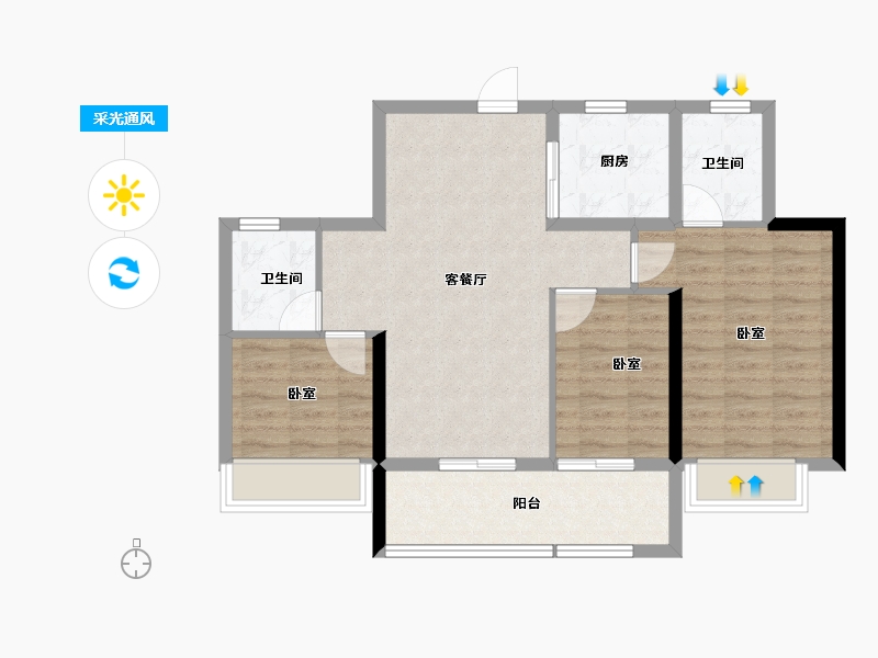 浙江省-杭州市-杭语清澄-79.20-户型库-采光通风