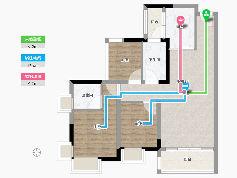 广东省-佛山市-盛凯宇逸江澜-70.40-户型库-动静线