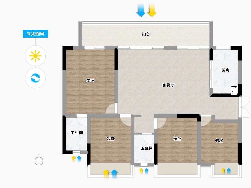 广西壮族自治区-南宁市-彰泰江景湾-113.90-户型库-采光通风